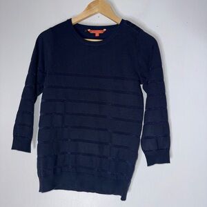ModCloth Navy 3/4 Serve Charter School Sweater‎ Blue Metalic Stripe Medium